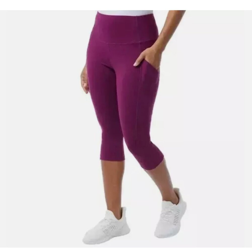 32 Degrees Cool Women's Soft Active Capri Legging Pants, Plum Caspia - Picture 1 of 3